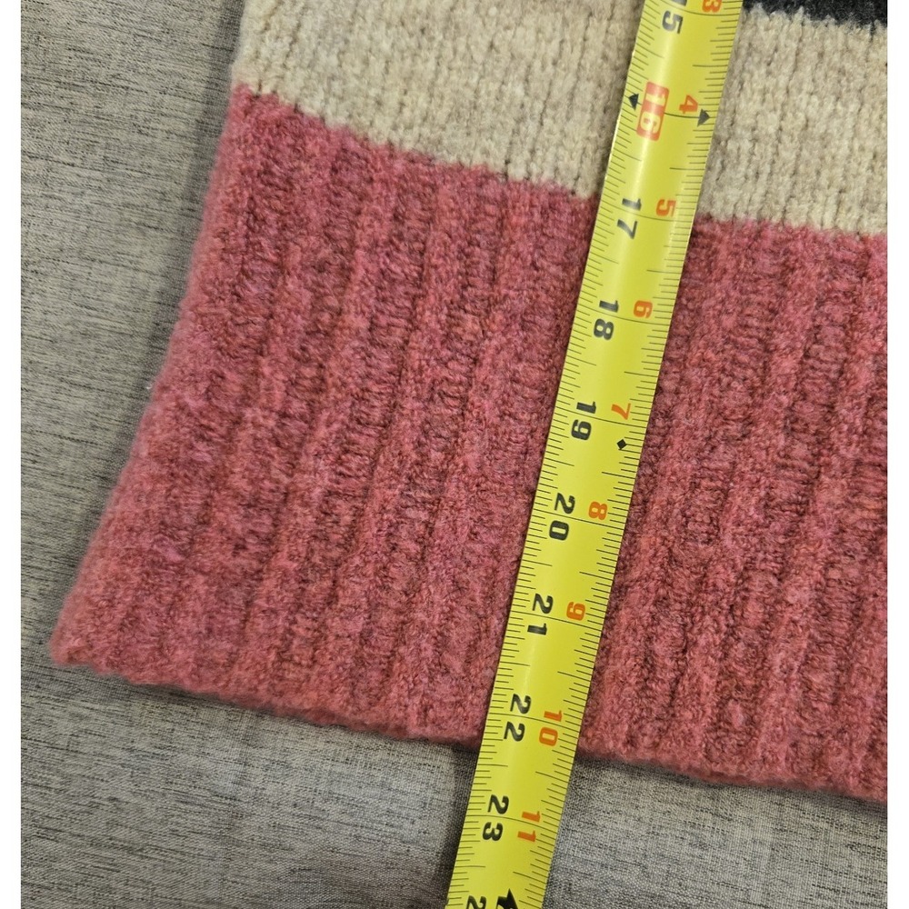 i. e. relaxed Women's Merino Wool Blend Roll Neck Striped Long Sleeve Sweater XL - Picture 6 of 8
